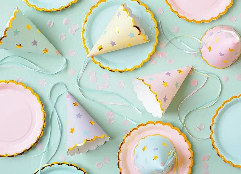Pastel Star Party Hats - 6pk S8027 S8103 S8109