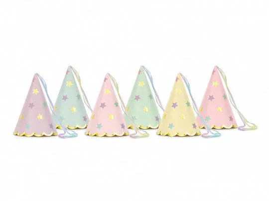 Pastel Star Party Hats - 6pk S8027 S8103 S8109
