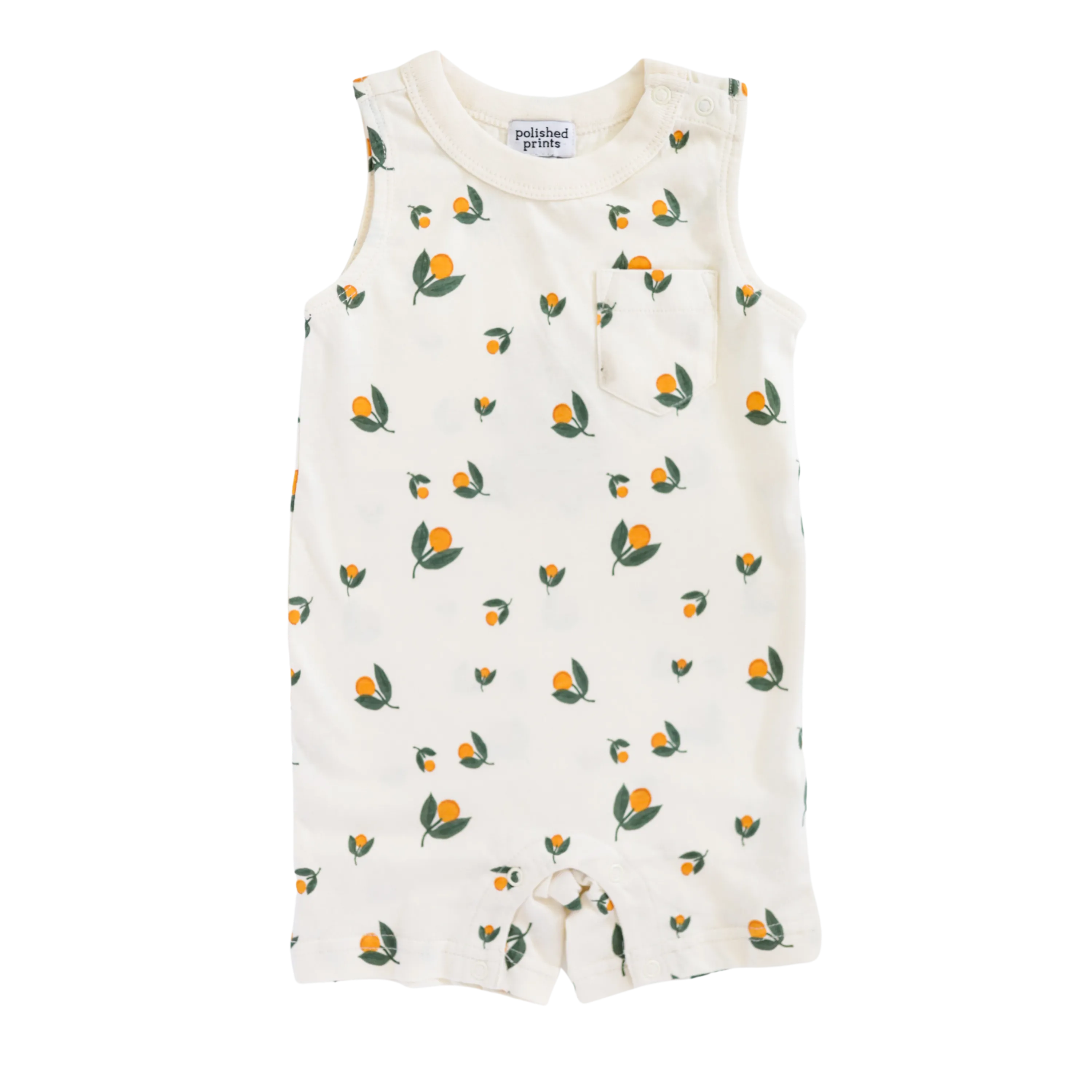 Peaches Shorty Baby Romper, Retro Baby, Pocket Onesie