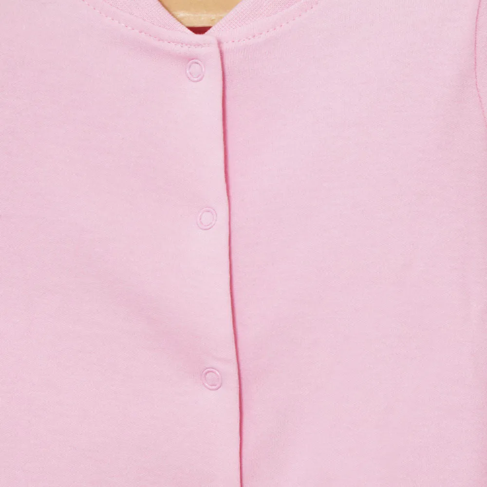 Pink And Grey Plain Full Sleeves Footsie