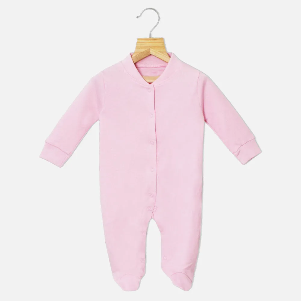 Pink And Grey Plain Full Sleeves Footsie