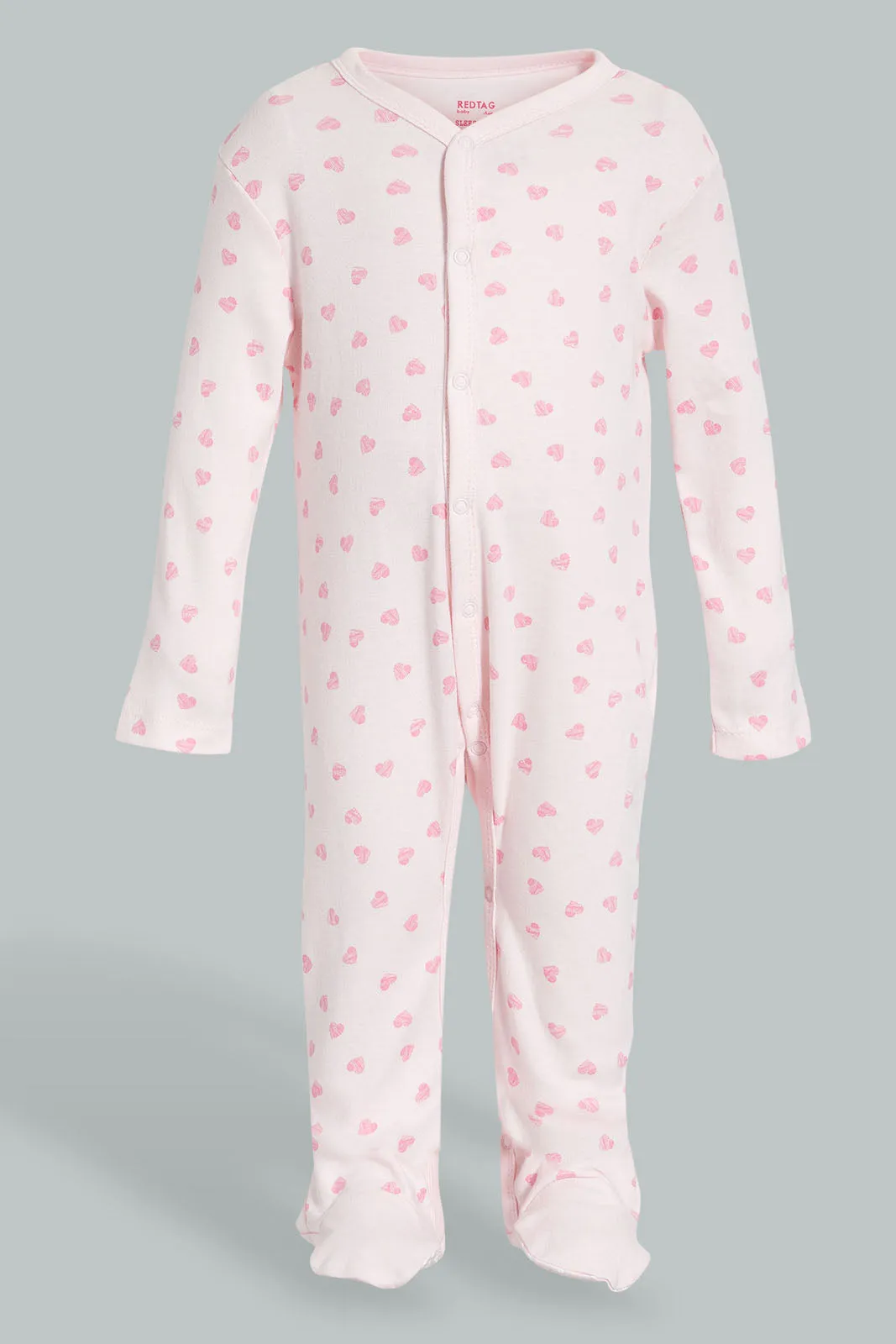 Pink And White Printed Sleepsuit Set (3 Piece)