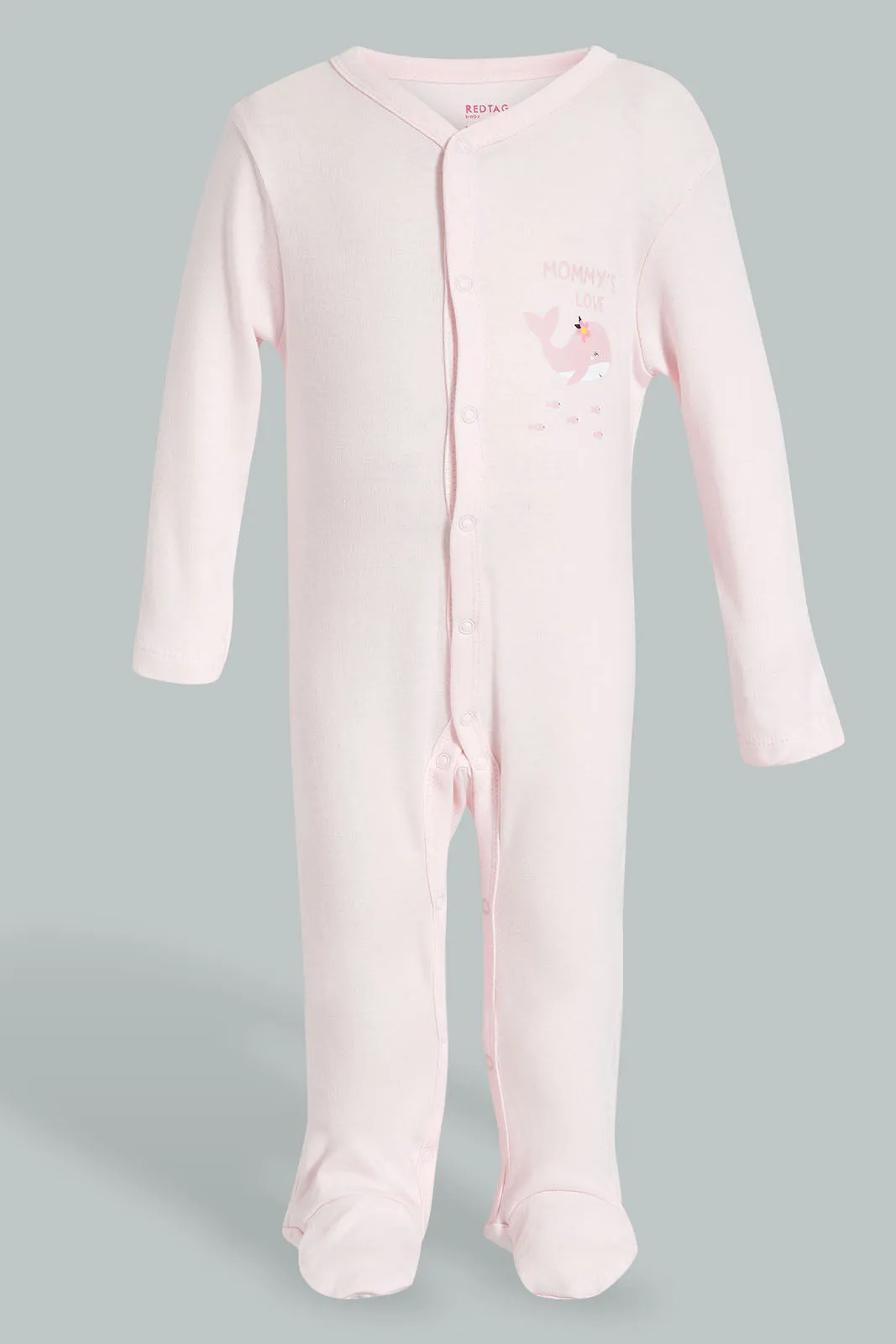 Pink And White Printed Sleepsuit Set (3 Piece)