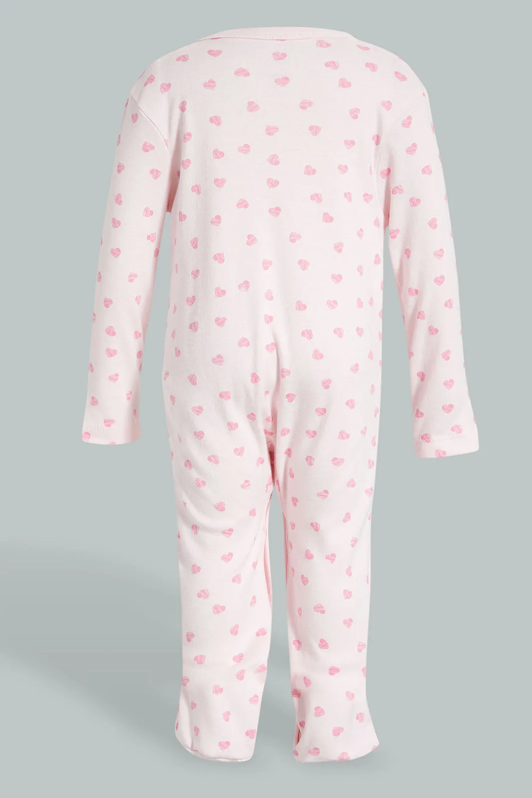 Pink And White Printed Sleepsuit Set (3 Piece)