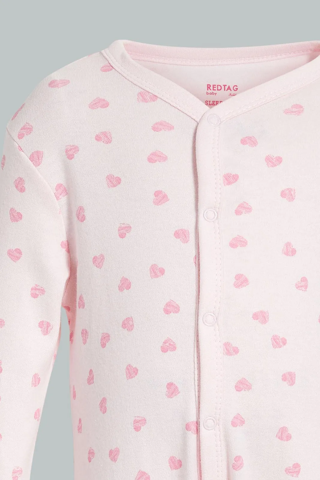 Pink And White Printed Sleepsuit Set (3 Piece)