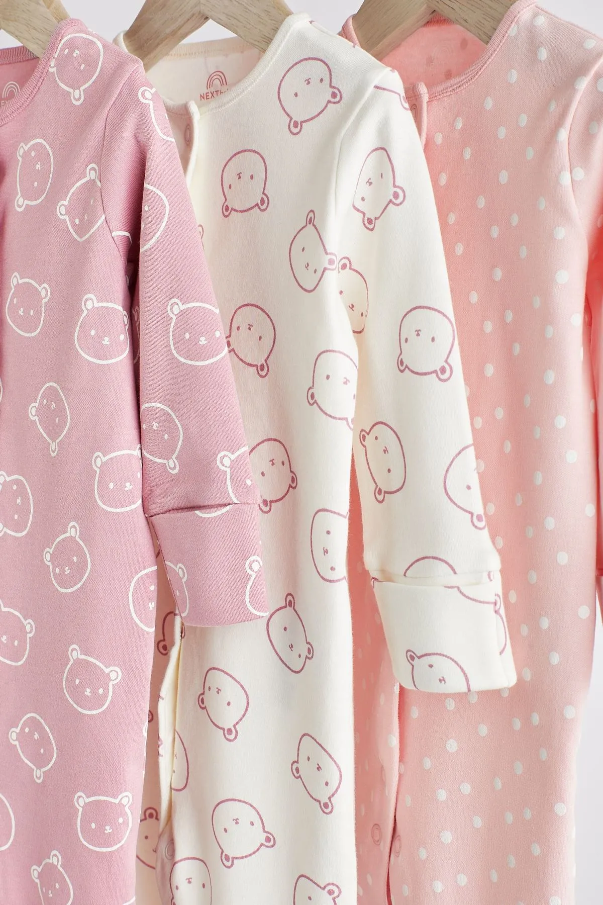 Pink Cotton Baby Sleepsuits 3 Pack