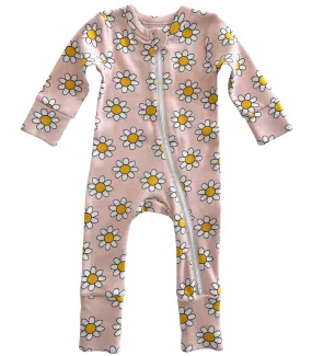 Pink Daisy Organic Cotton Zip Sleepsuit