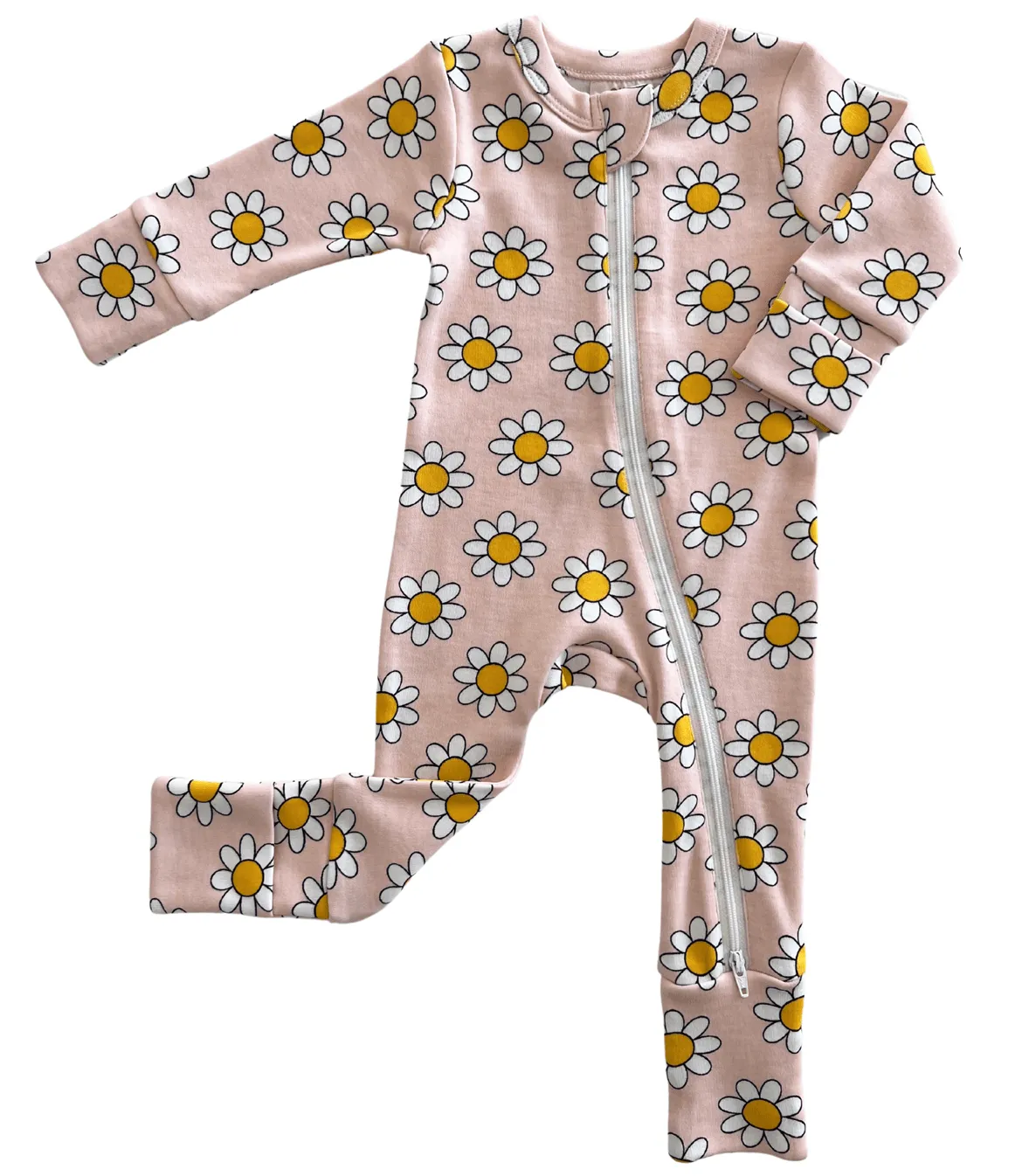 Pink Daisy Organic Cotton Zip Sleepsuit