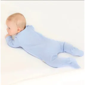 POWDER BLUE ZIP UP RIBBED ROMPER BABYGROW SLEEPSUIT 3 to 6 months