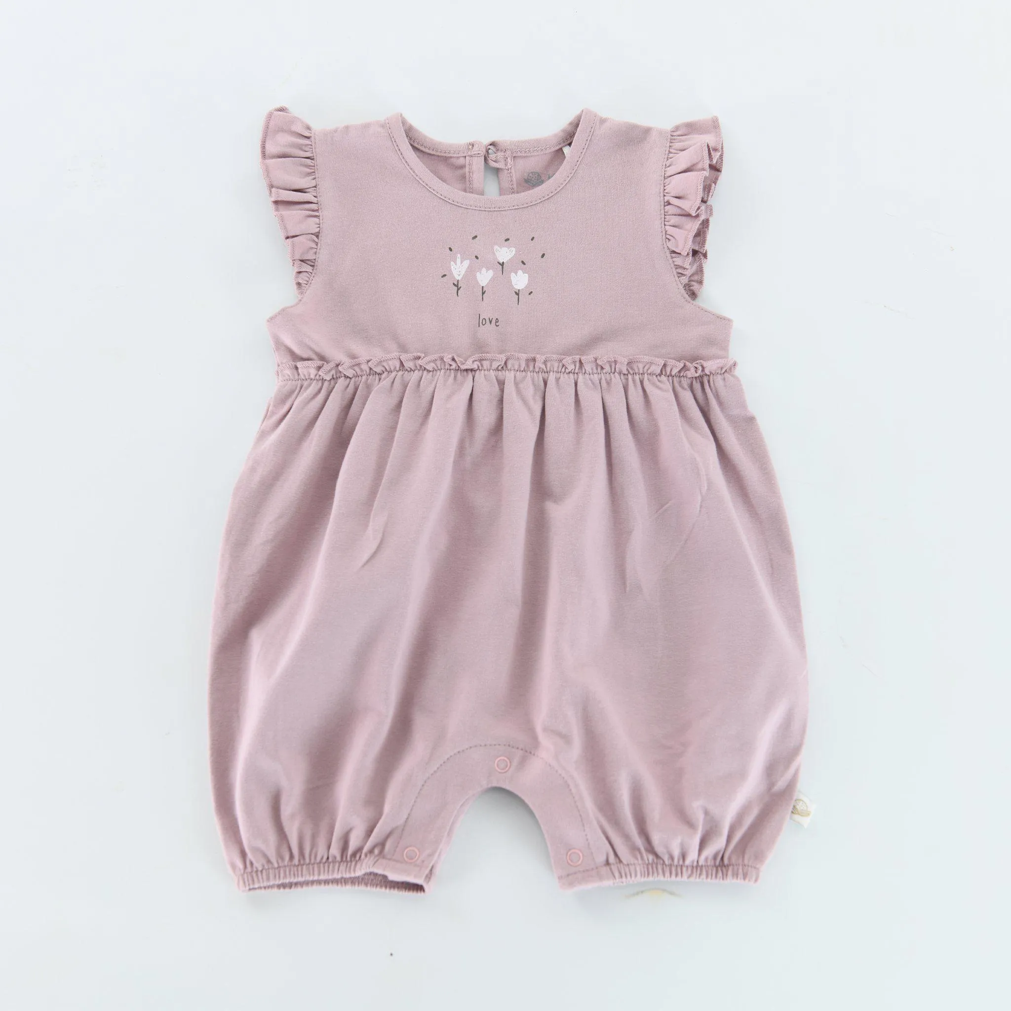 RETIRED - Kudaa Organic Frilly Romper - Wood Rose