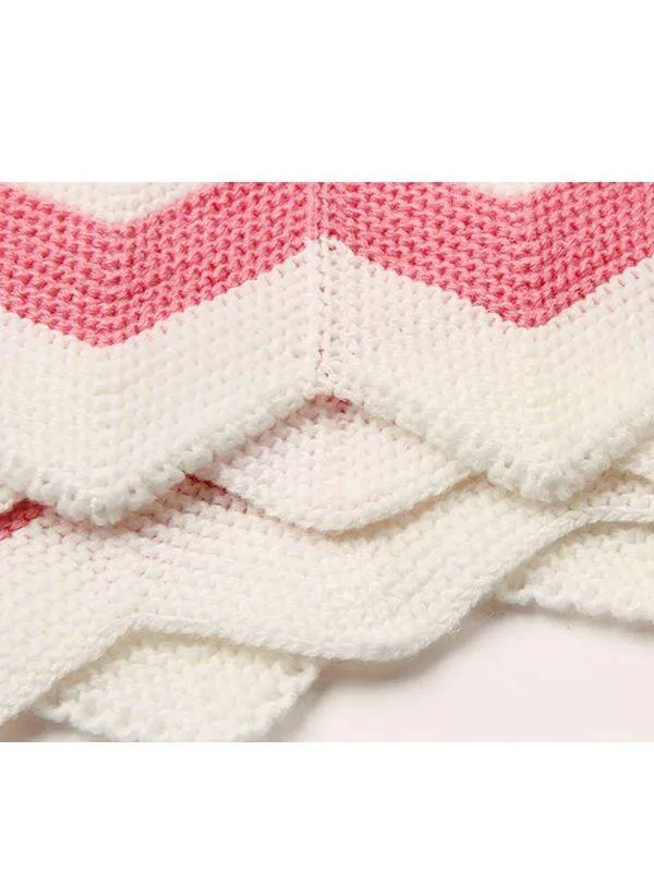 Rhombus Plaids Warp Knitted Acrylic Blanket
