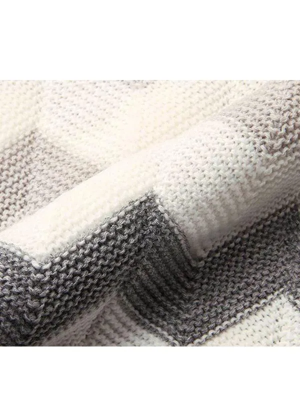 Rhombus Plaids Warp Knitted Acrylic Blanket