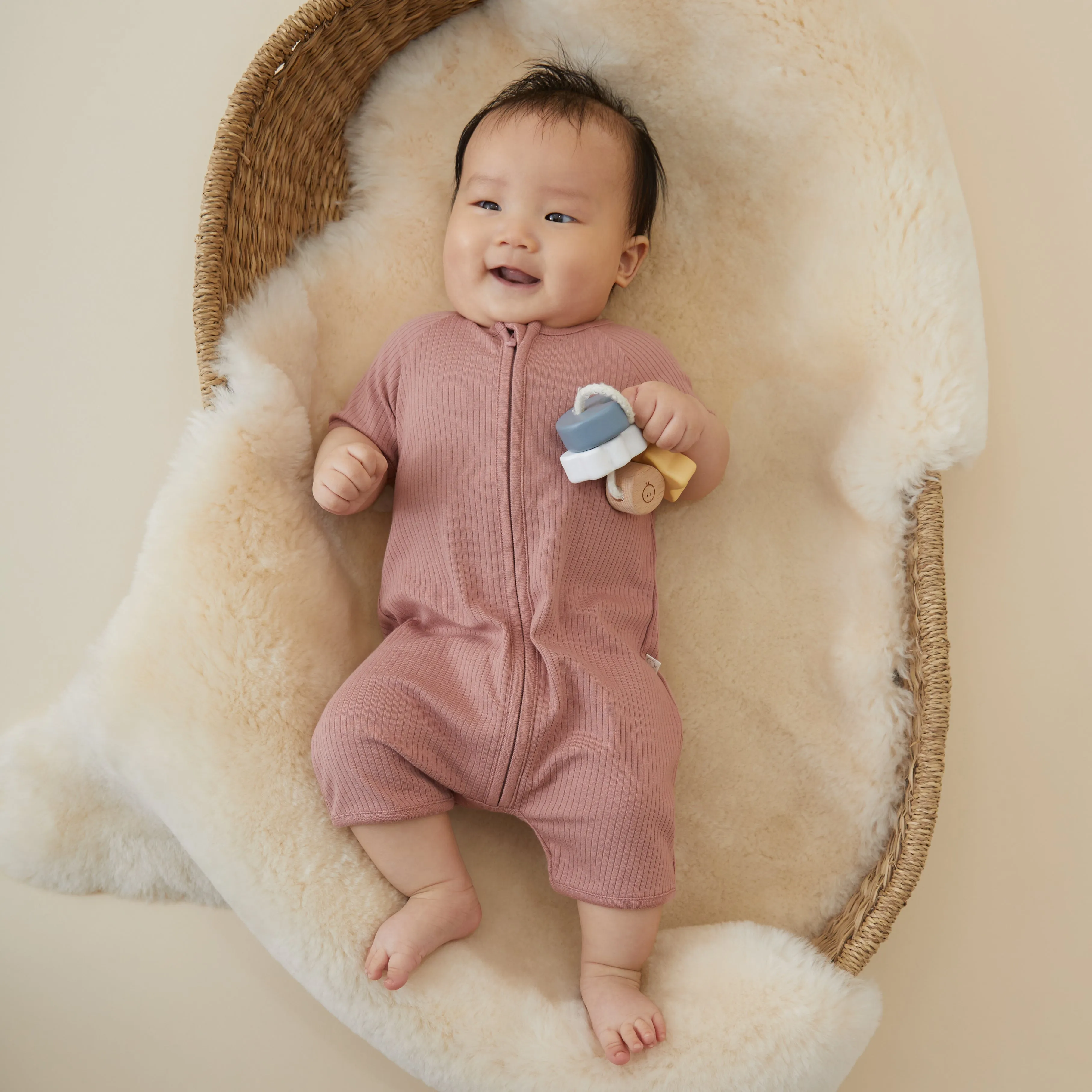 Ribbed Zip Summer Sleepsuit