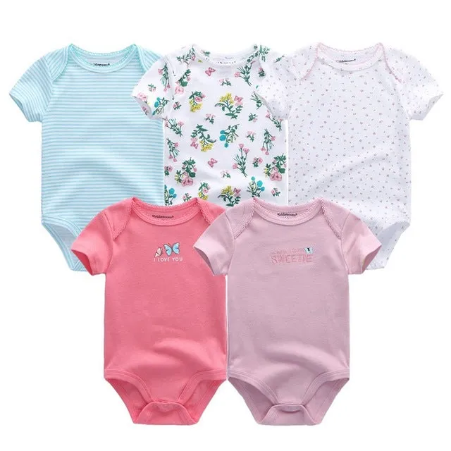 Short Sleeve Cotton O-Neck 0-12M Boys&Girls Rompers