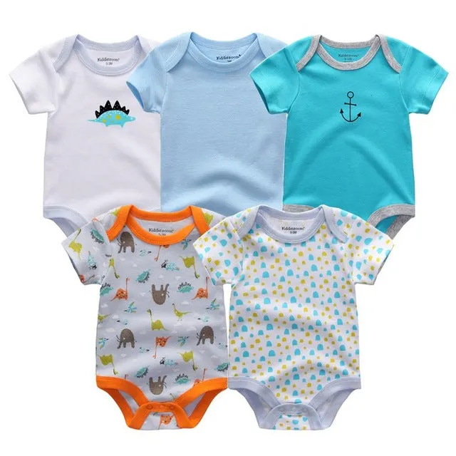 Short Sleeve Cotton O-Neck 0-12M Boys&Girls Rompers