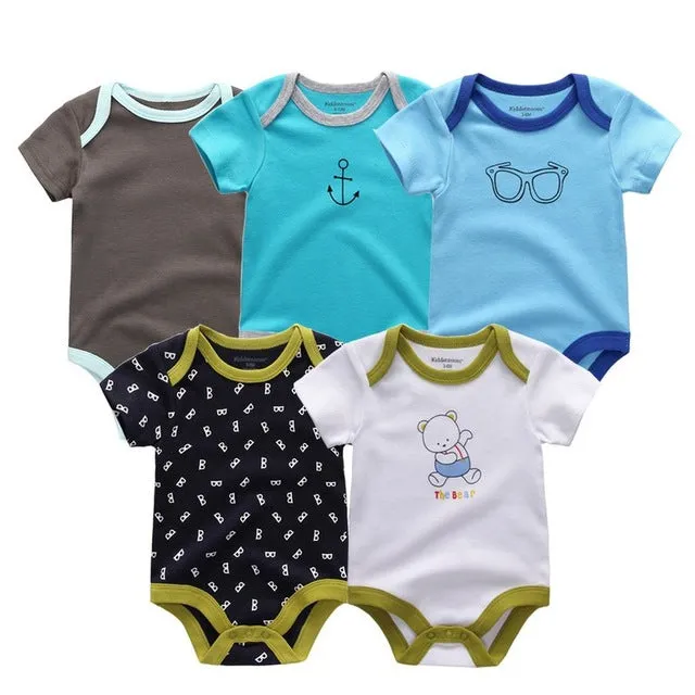 Short Sleeve Cotton O-Neck 0-12M Boys&Girls Rompers