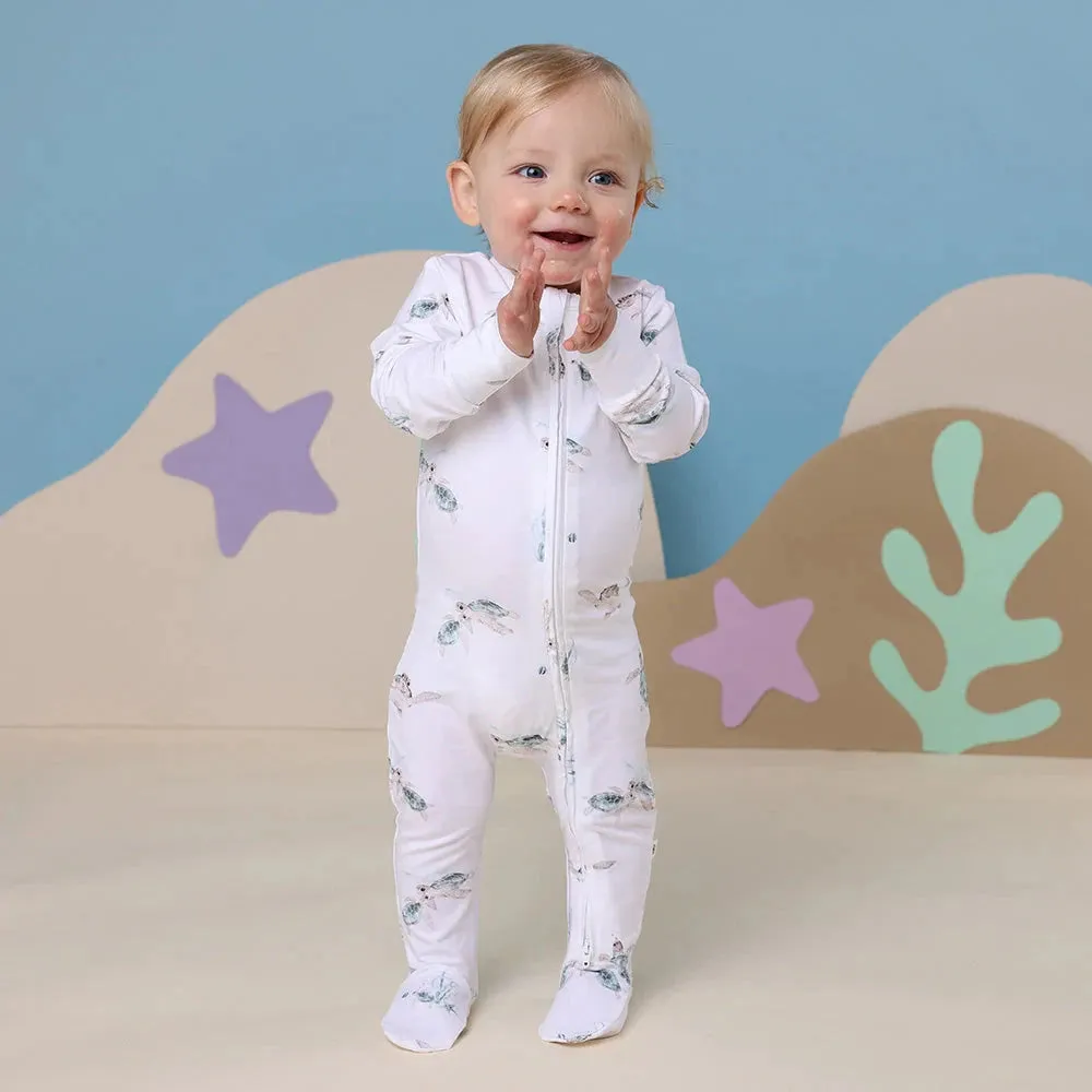 Snuggle Hunny - Organic Snuggle Sleepsuit Zip Footie - Turtle