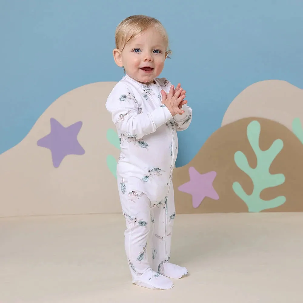 Snuggle Hunny - Organic Snuggle Sleepsuit Zip Footie - Turtle