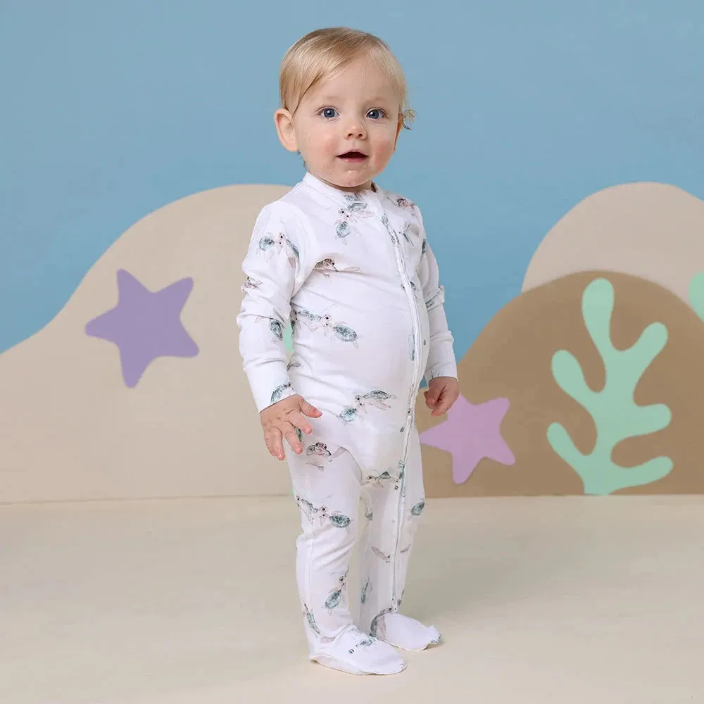 Snuggle Hunny - Organic Snuggle Sleepsuit Zip Footie - Turtle