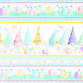Spring Garden Gnomes - Easter Gnome Stripe Multi Yardage