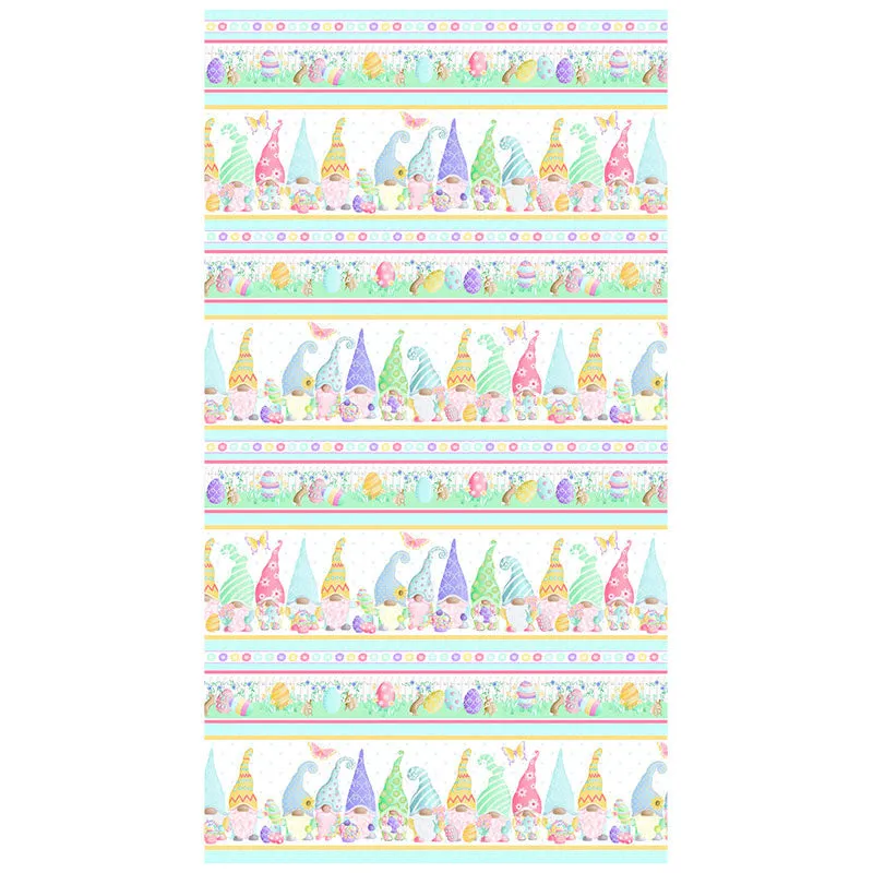 Spring Garden Gnomes - Easter Gnome Stripe Multi Yardage