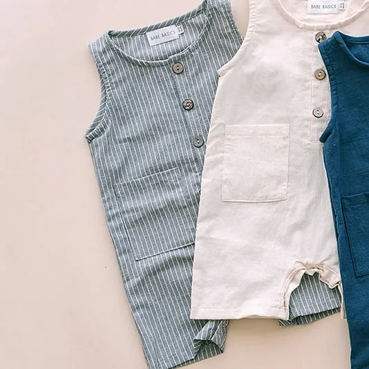 Striped Linen Baby Romper