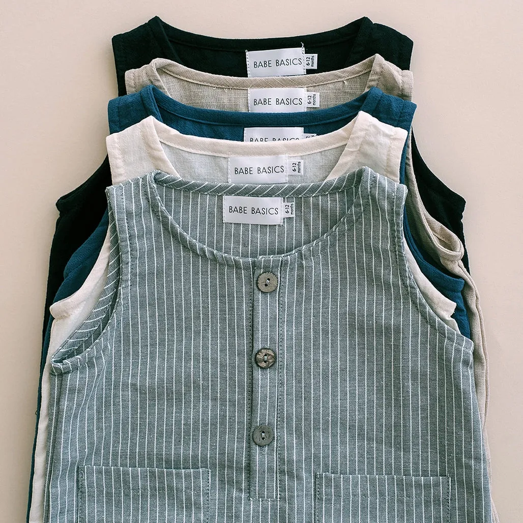 Striped Linen Baby Romper