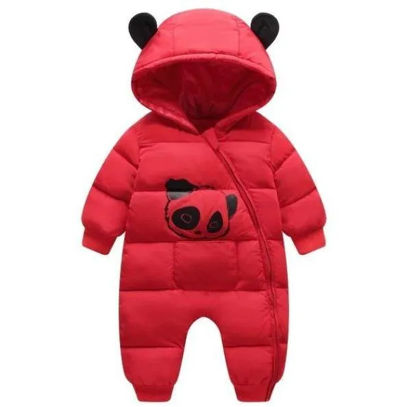 Stylish Baby Thick Cotton Panda Cartoon Winter Hooded Rompers