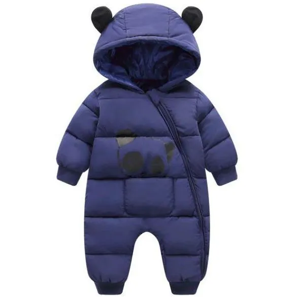 Stylish Baby Thick Cotton Panda Cartoon Winter Hooded Rompers