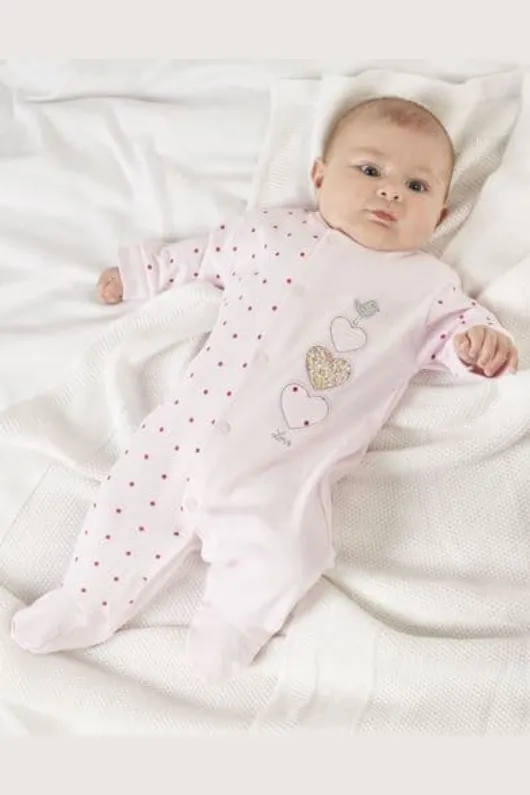 Triple Hearts Cotton Sleepsuit