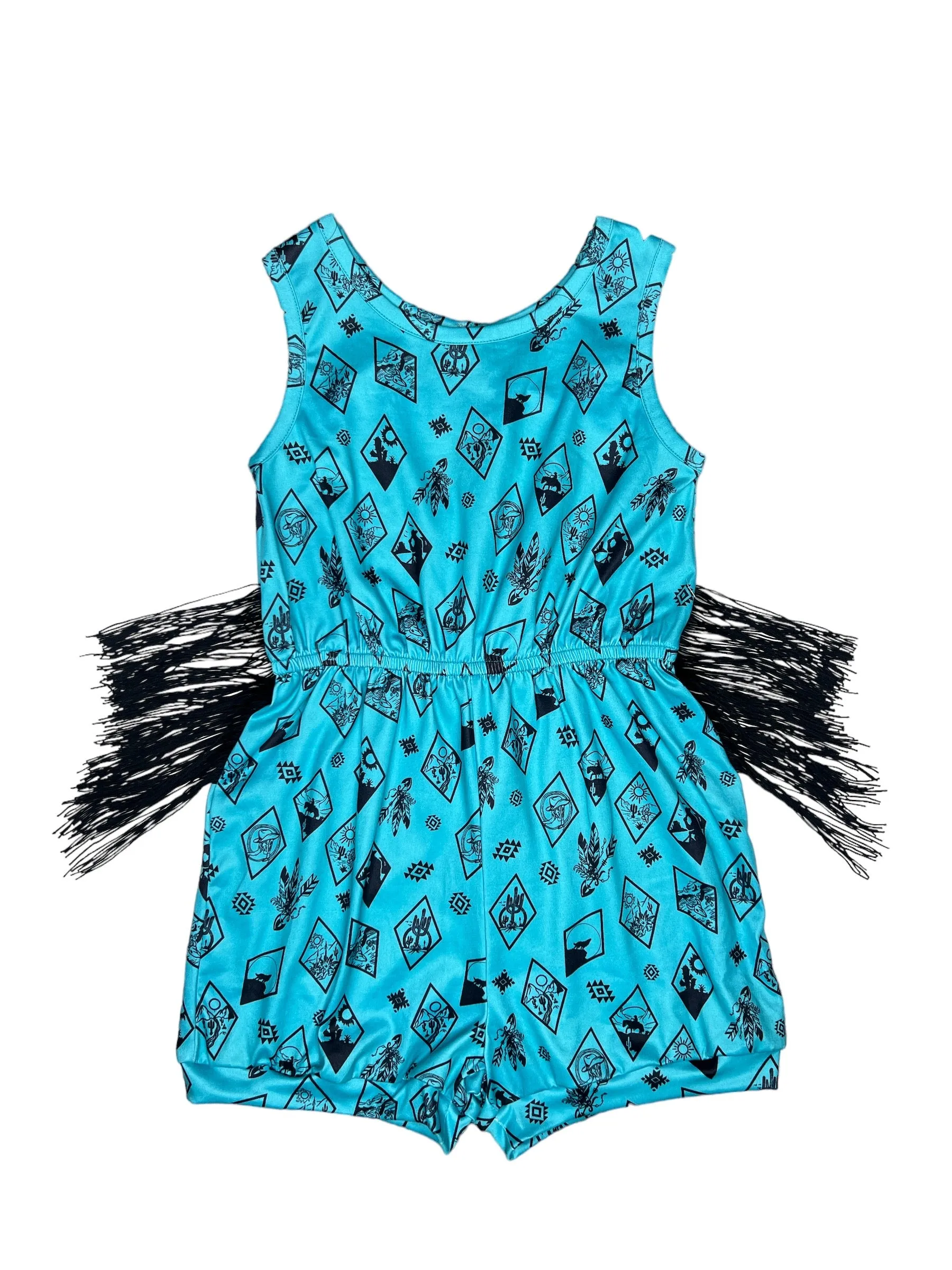 Turq Diamond Fringe Romper Baby (0-18M)