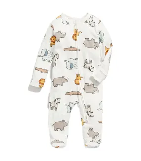 Unisex Animal-Print 1-Way-Zip Sleep & Play Footed One-Piece for Baby - Safari