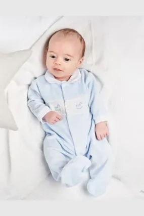 Velour Smocked Rocking Horse Sleepsuit