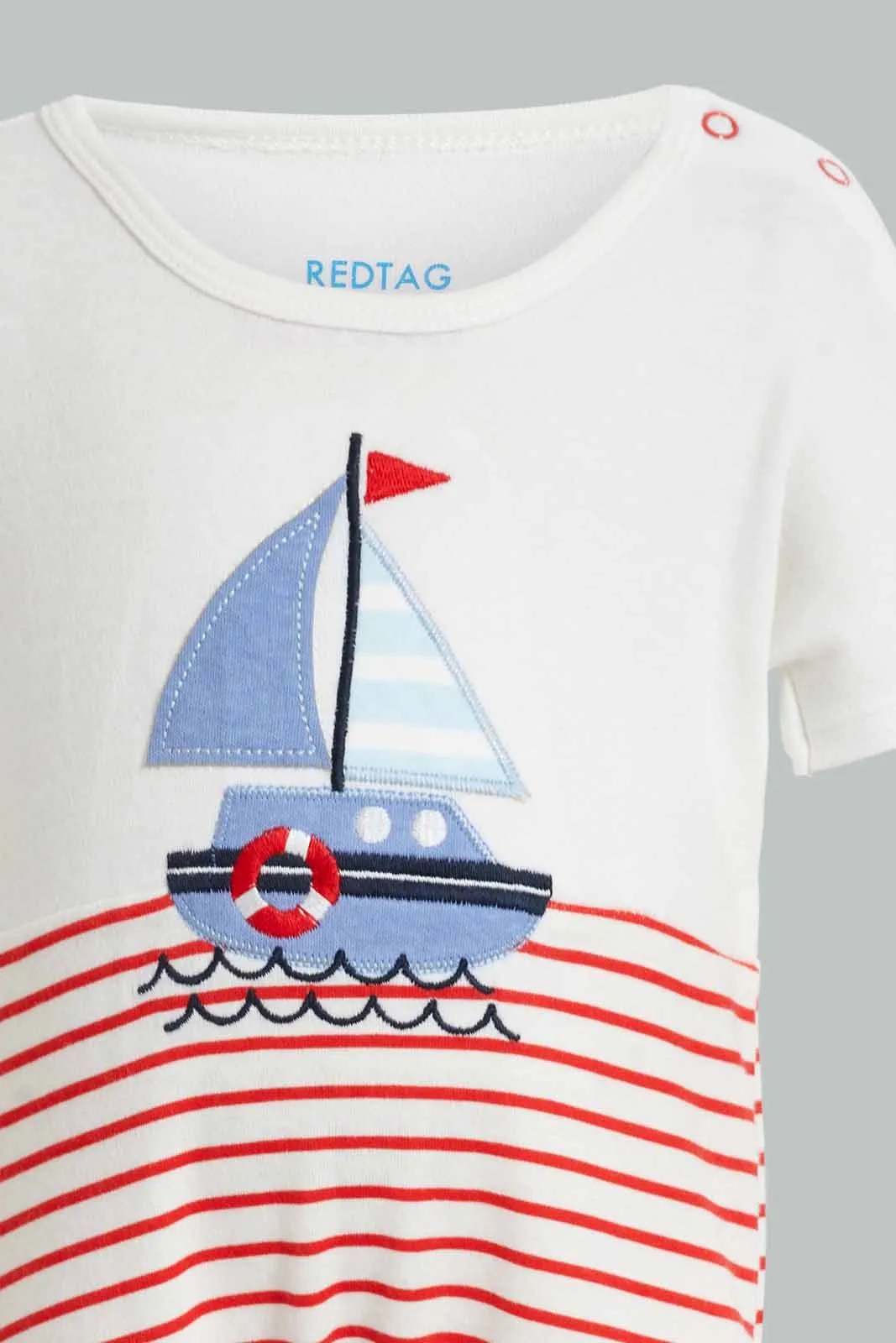 White And Blue Boat Romper For Babies (Pack of 2)