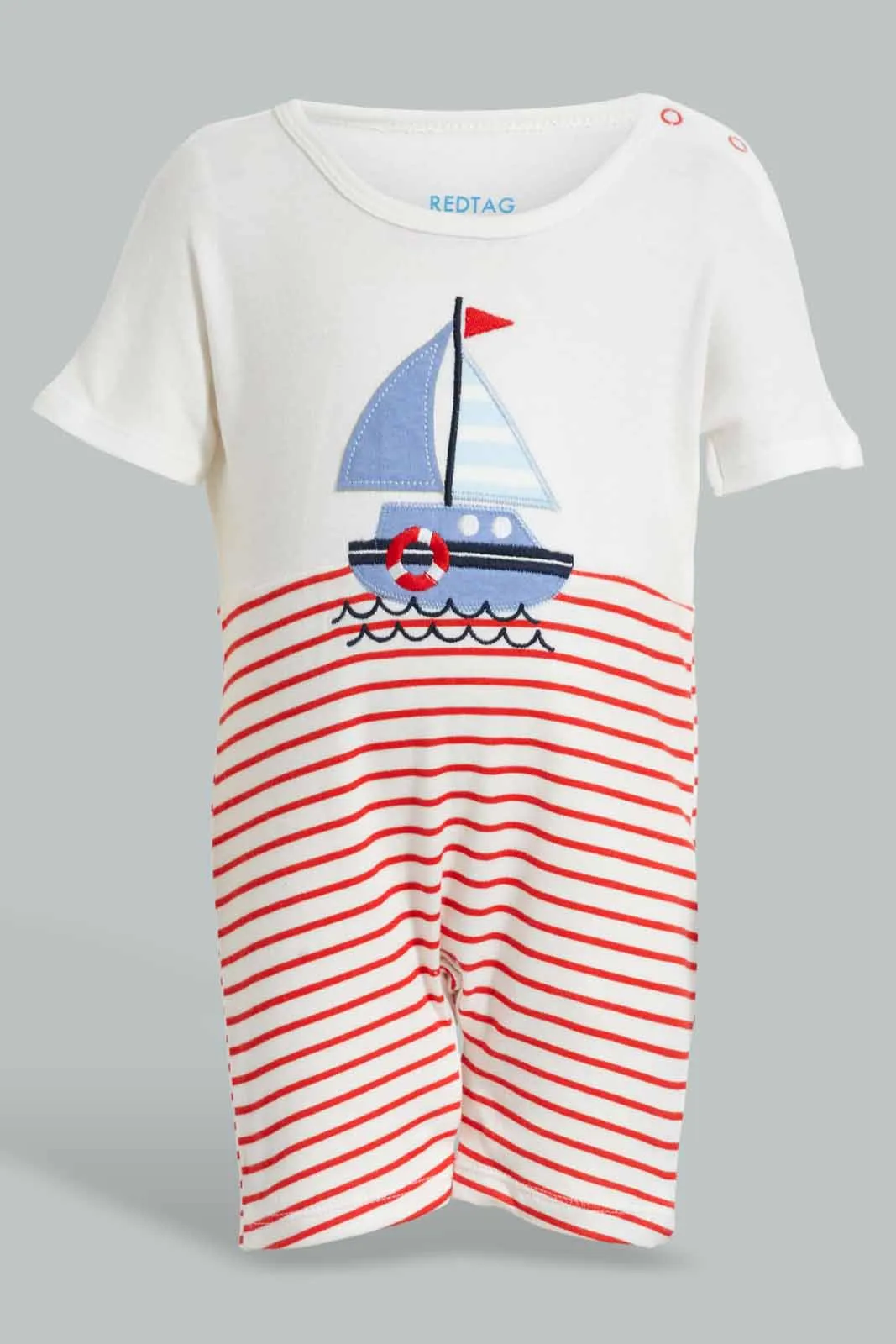 White And Blue Boat Romper For Babies (Pack of 2)