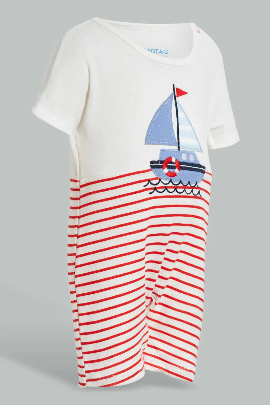 White And Blue Boat Romper For Babies (Pack of 2)