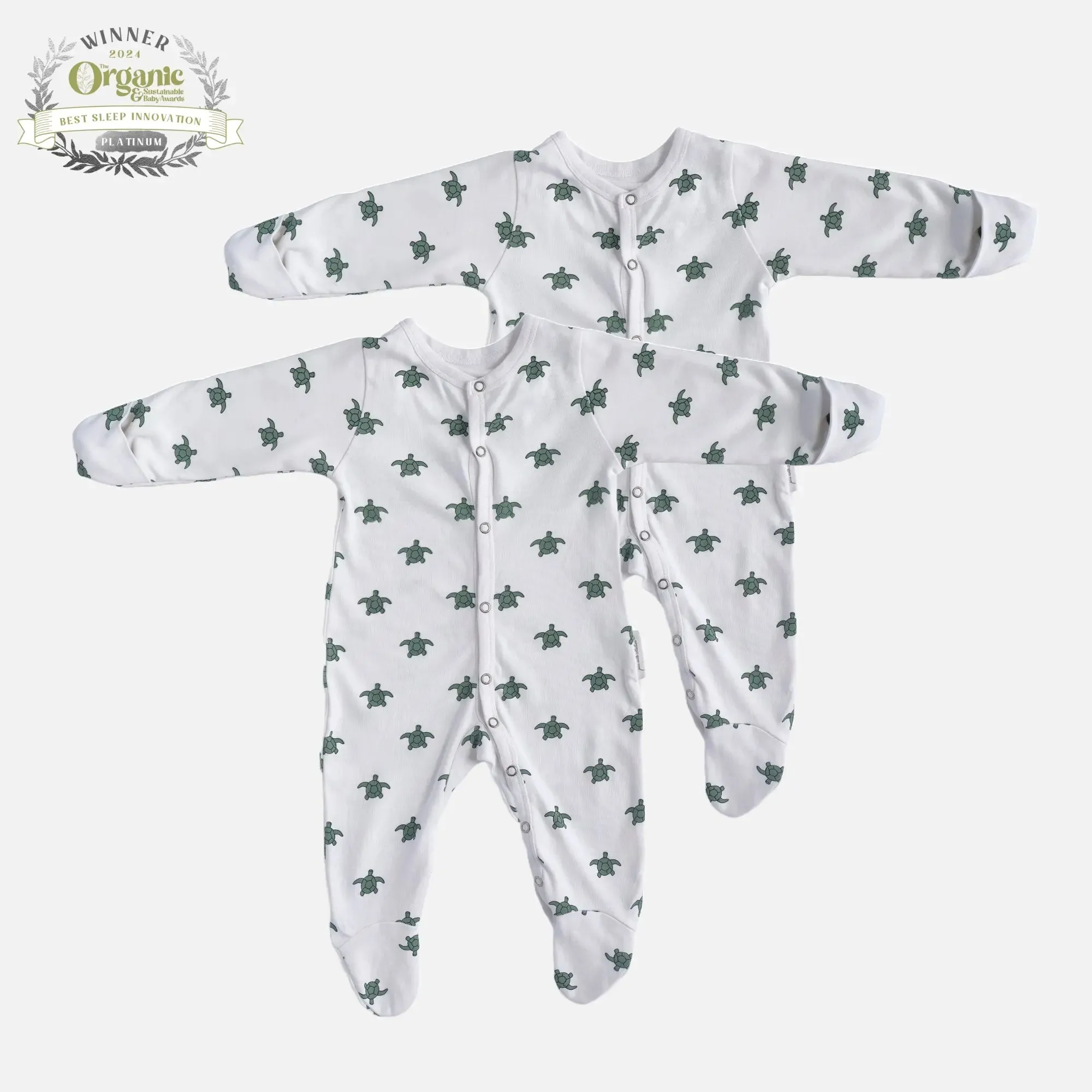 Winter Sleepsuit With Padded Sleeves (2pk) - Turtle