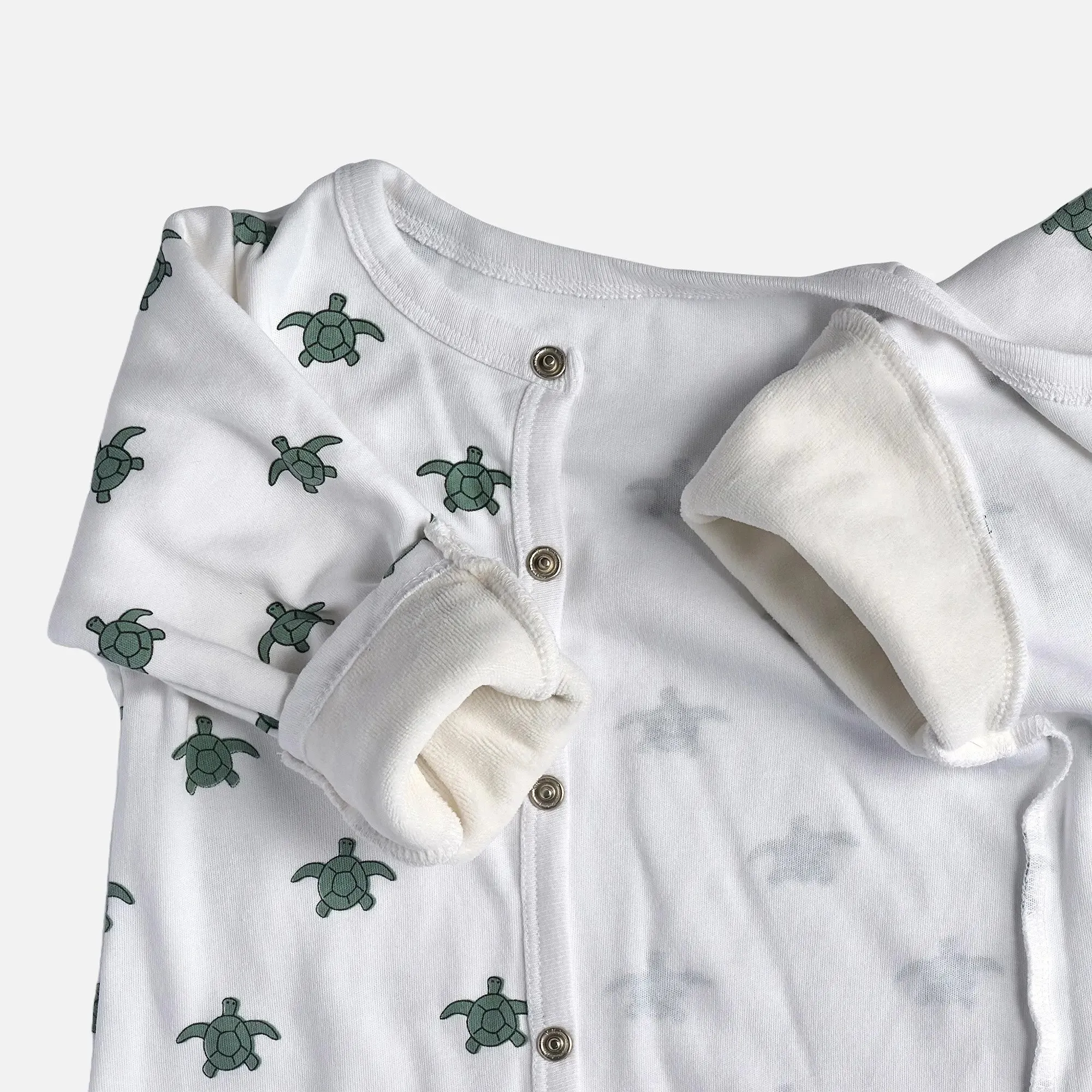 Winter Sleepsuit With Padded Sleeves (2pk) - Turtle