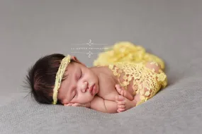 Yellow Tassels Lace Newborn Baby Wrap Layer