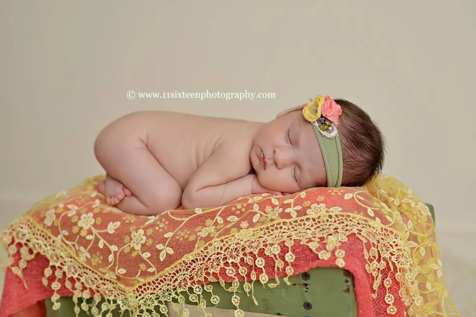 Yellow Tassels Lace Newborn Baby Wrap Layer
