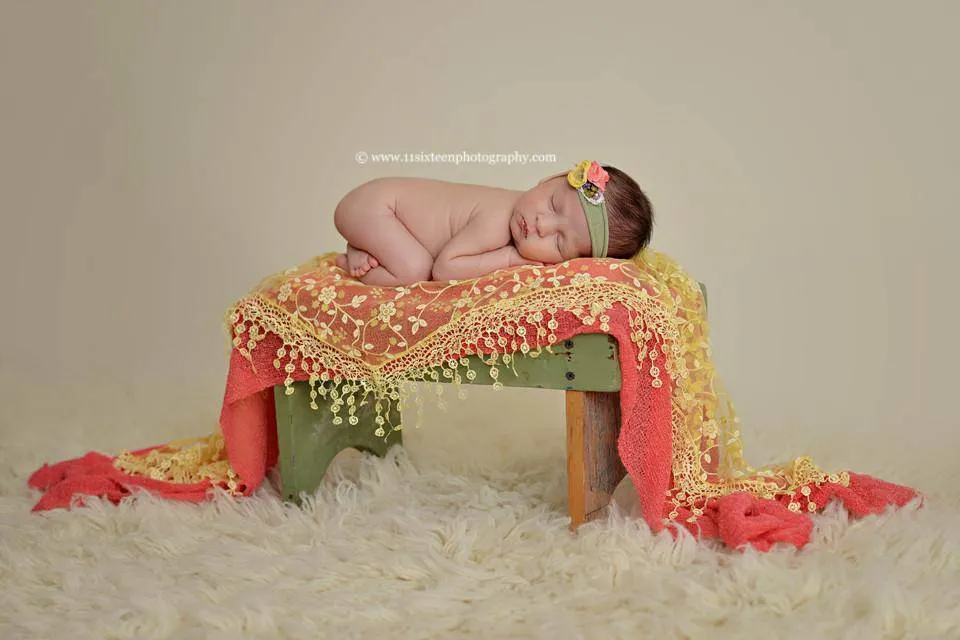 Yellow Tassels Lace Newborn Baby Wrap Layer